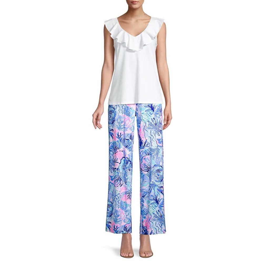 NWOT Lilly Pulitzer Lorena Breezy Palazzo Pants Saltwater Blue Shade Seekers